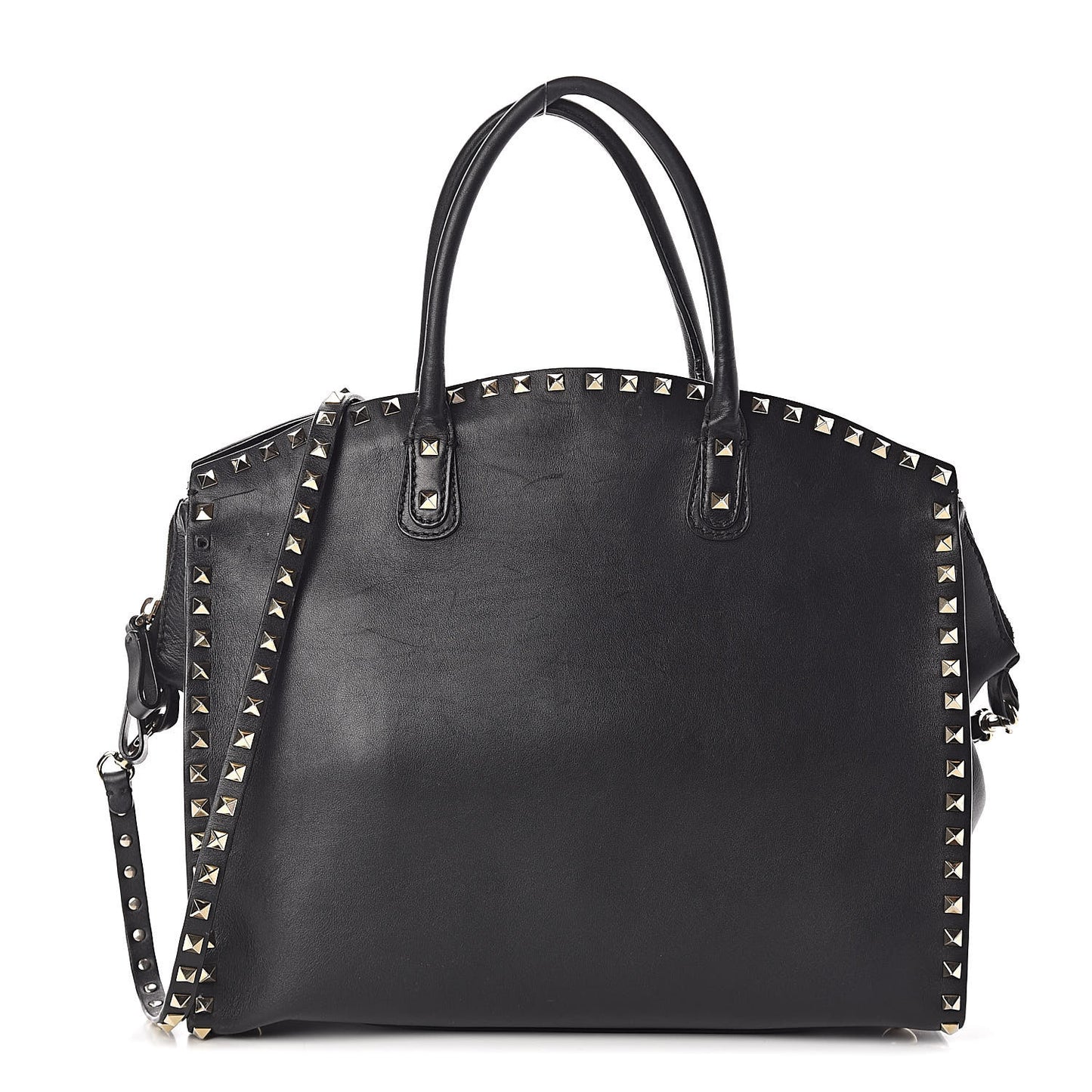 Vitello Rockstud Dome Shopper Black