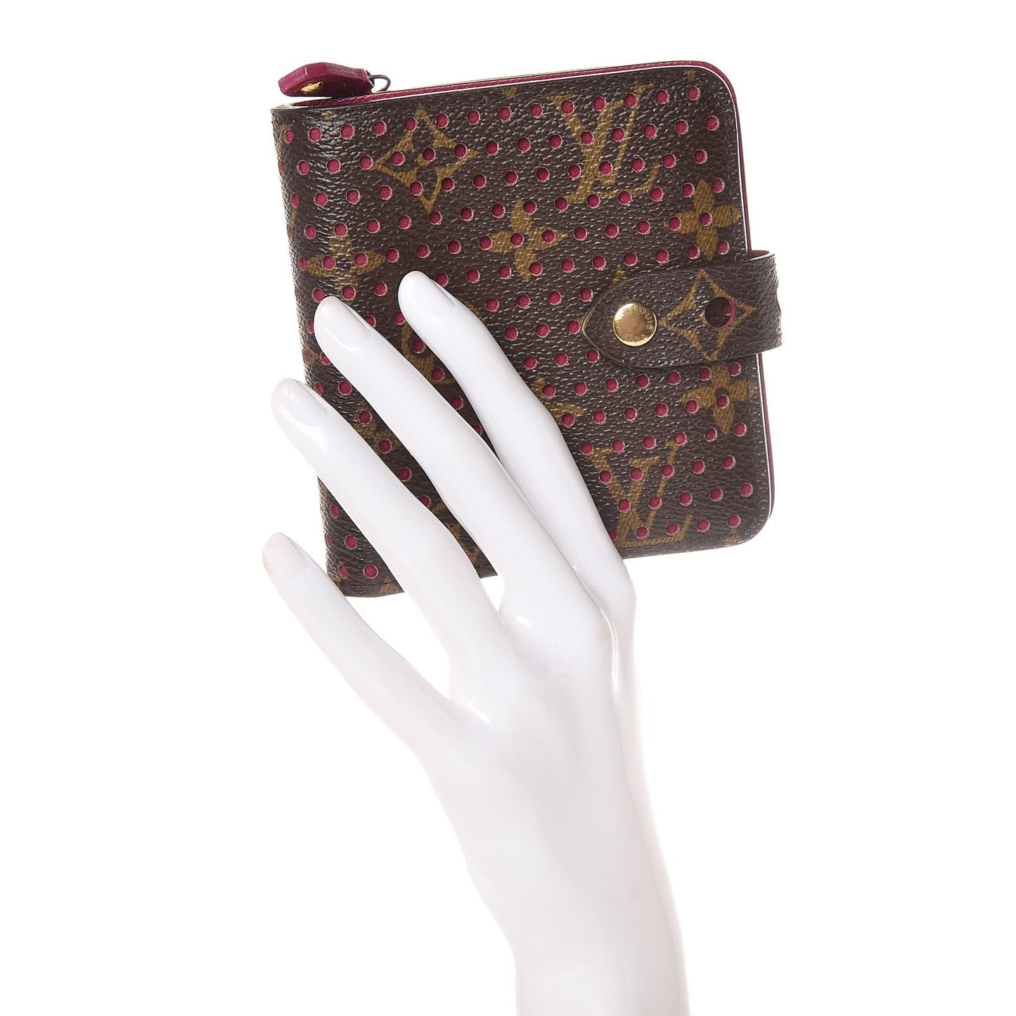 Monogram Perforated Compact Zipped Wallet Fuchsia