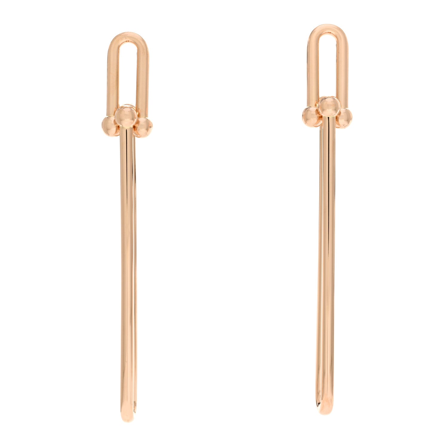 Tiffany 18K Rose Gold HardWear Double Long Link Earrings 1 of 4