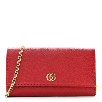 Gucci Dollar Calfskin Mini GG Marmont Chain Wallet Hibiscus Red 1 of 8
