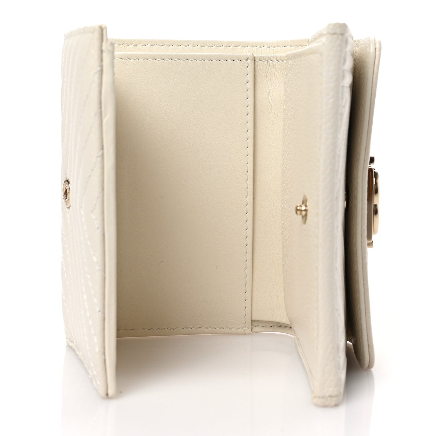 Caviar Chevron Quilted Small Boy Flap Wallet White
