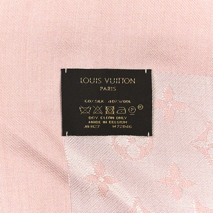 Silk Wool Monogram Denim Shawl Rose