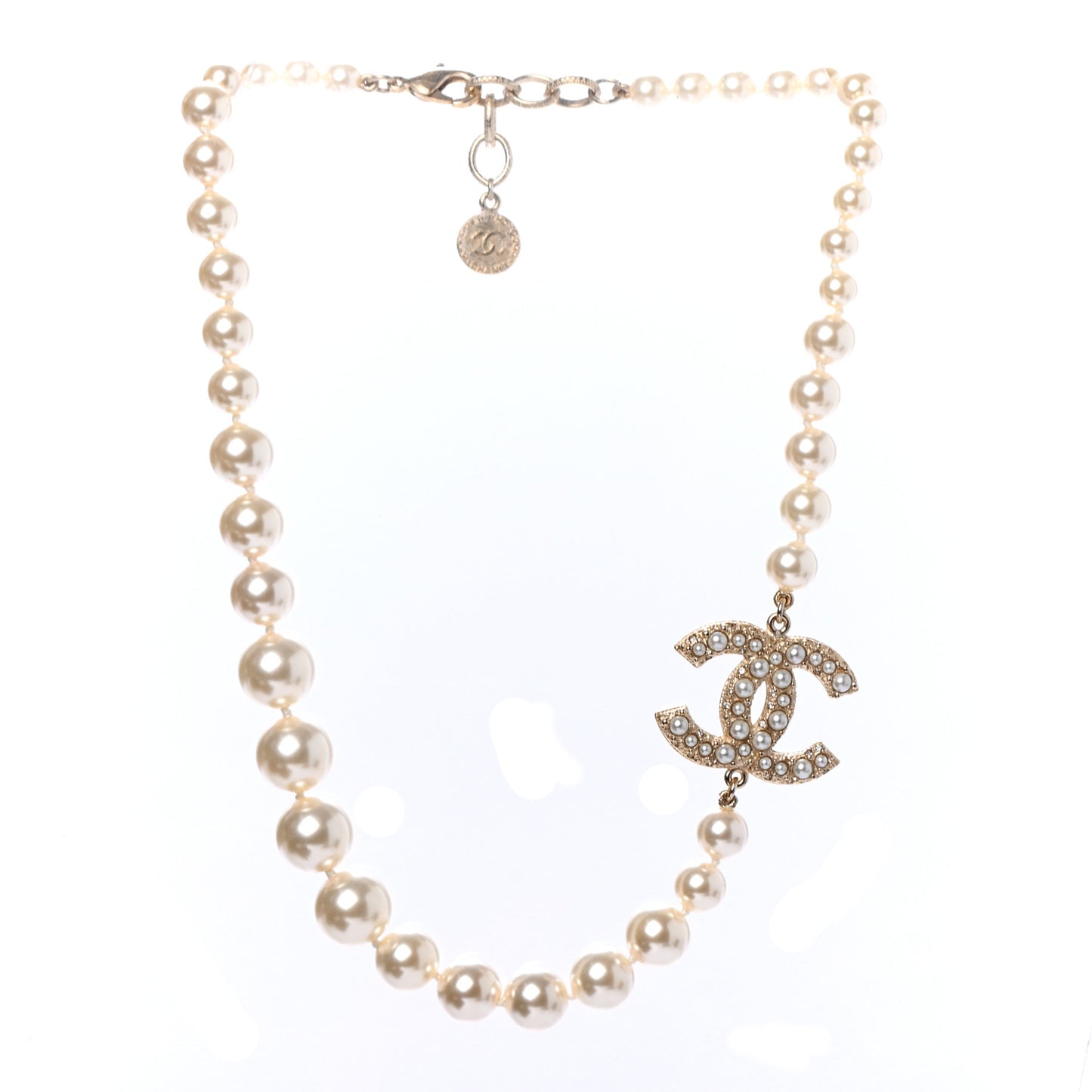 Pearl CC 100th Anniversary Necklace Light Gold