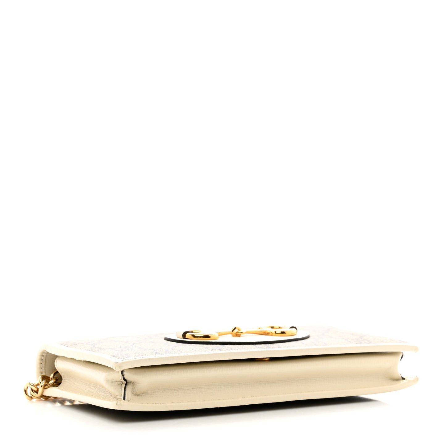 GG Supreme Monogram Azalea Calfskin Horsebit 1955 Wallet On Chain Beige Ebony Mystic White