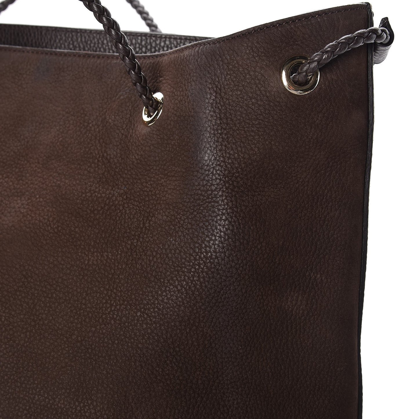 Nubuck Large Braided Handle Gifford Tote Brown