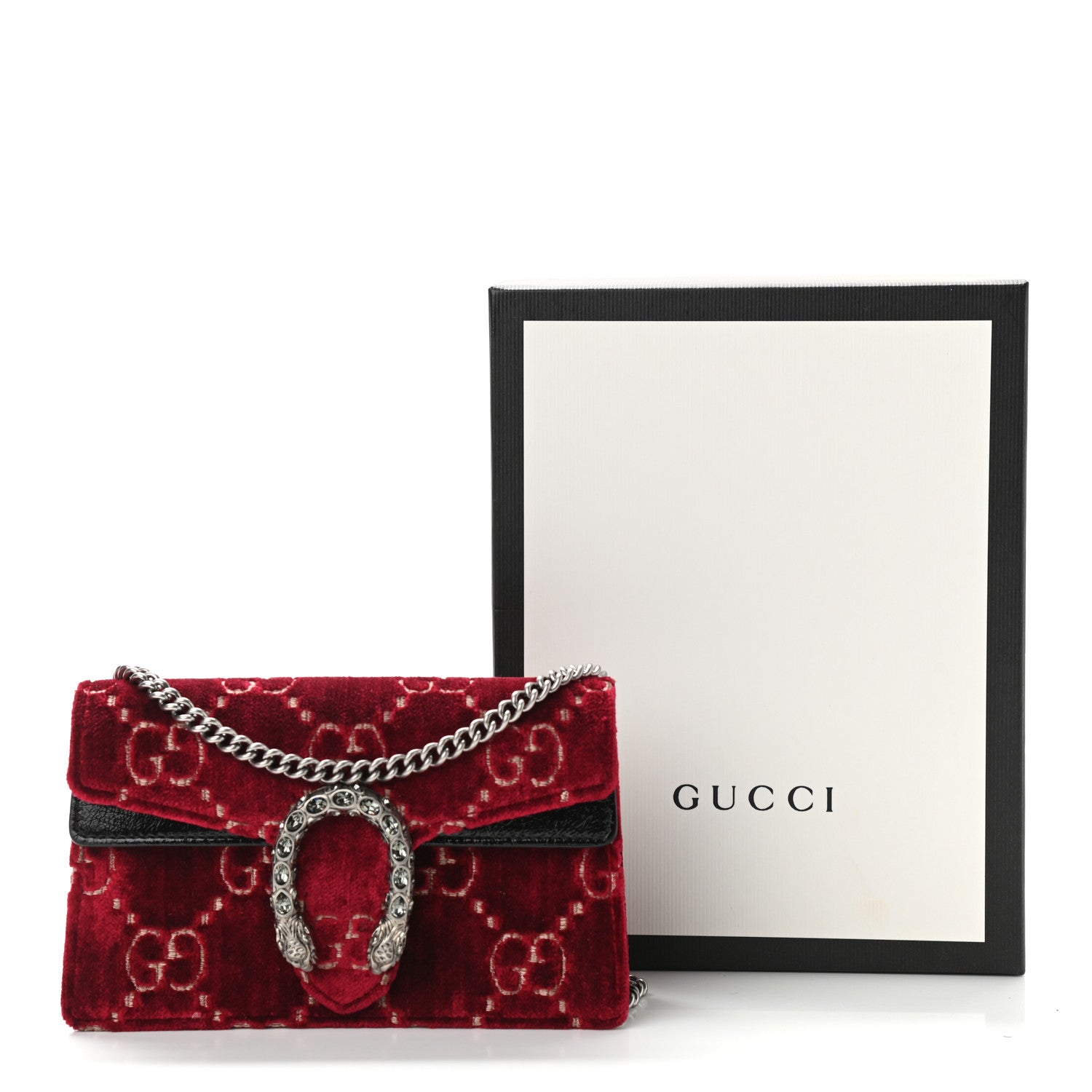 Gucci Velvet GG Monogram Super Mini Dionysus Shoulder Bag Red