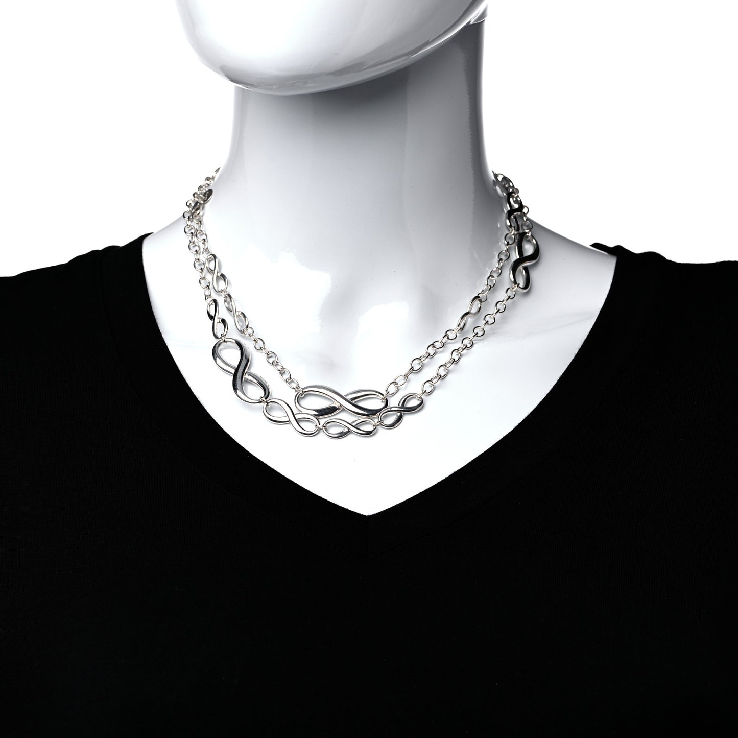 Sterling Silver Wide Infinity Endless Necklace
