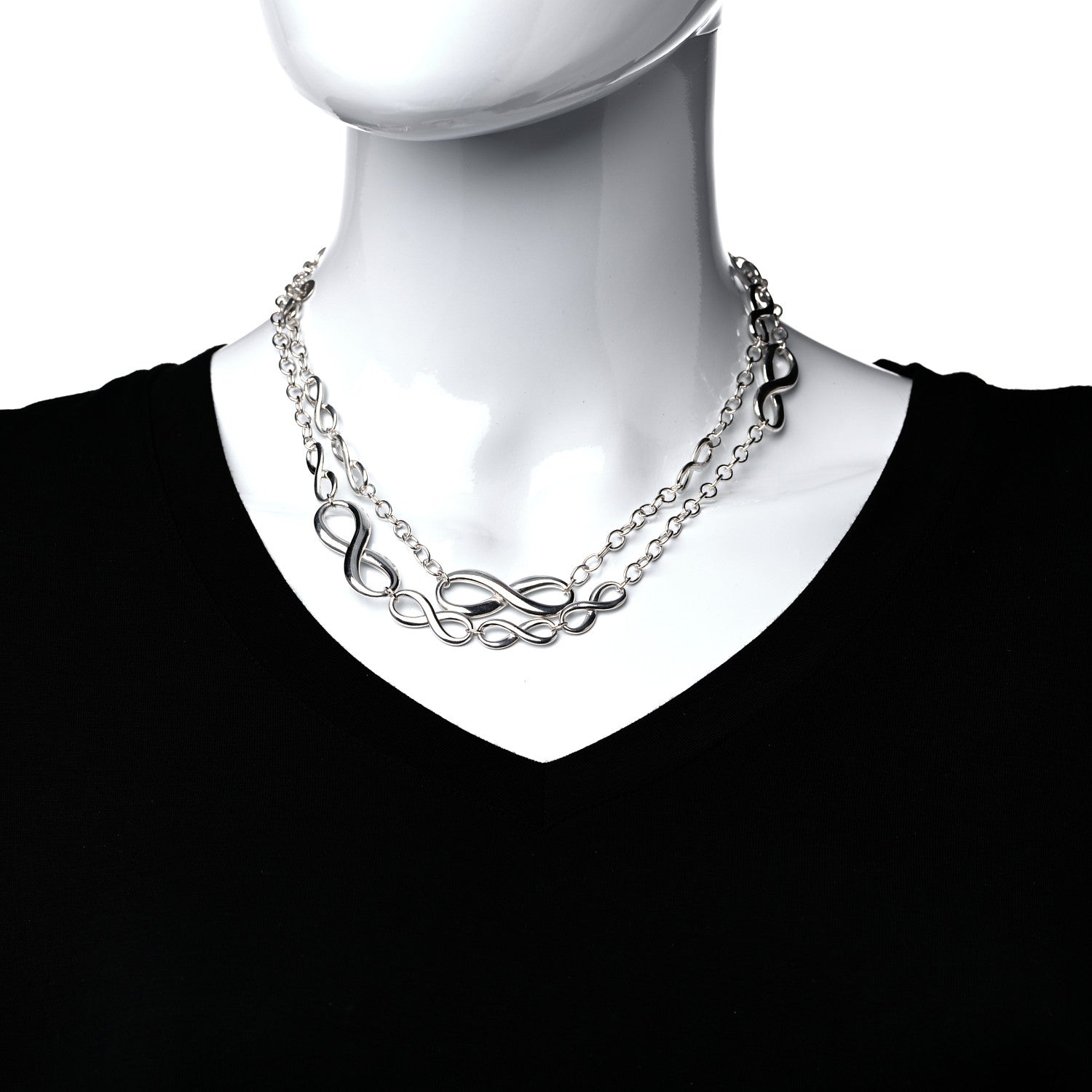 Tiffany Sterling Silver Wide Infinity Endless Necklace 2 of 5
