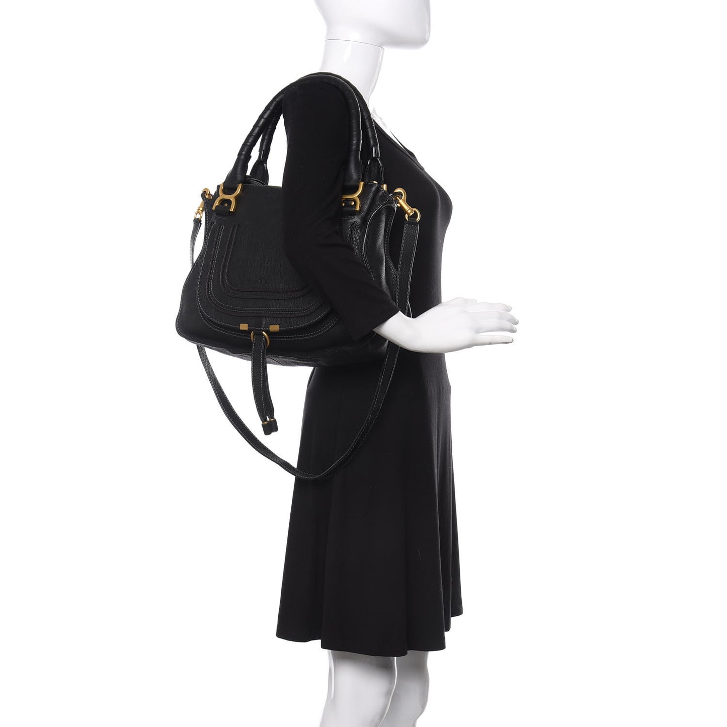 Calfskin Medium Marcie Satchel Black