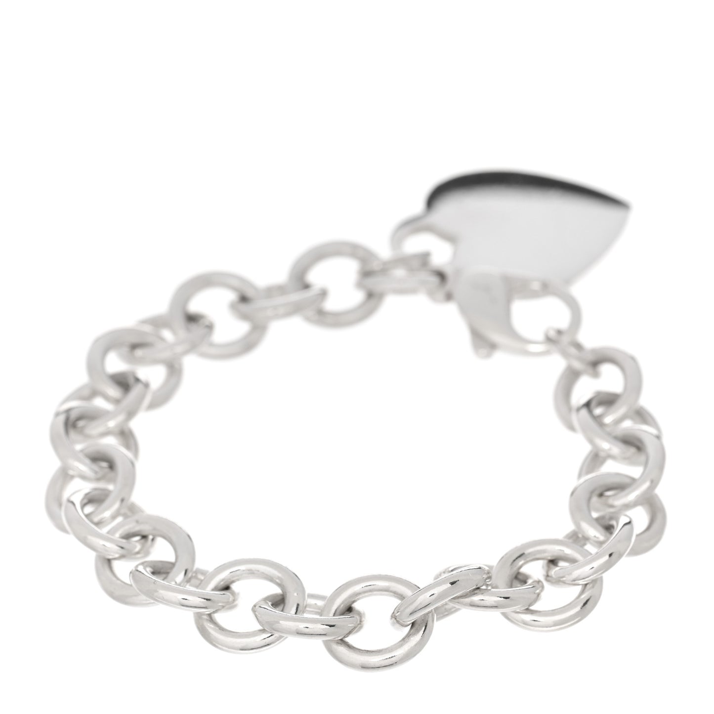 Sterling Silver Heart Tag Charm Bracelet