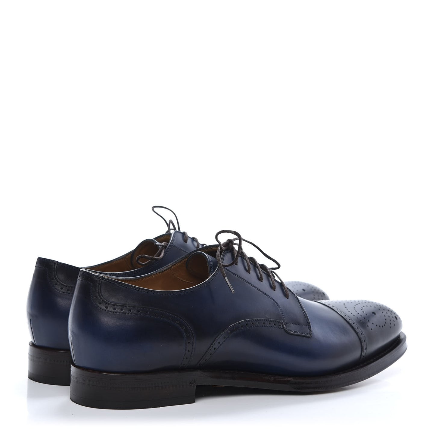 Calfskin Mens Boss Whipstitch Oxfords 9 Blue