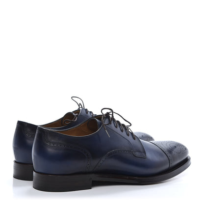 Gucci Calfskin Mens Boss Whipstitch Oxfords 9 Blue 4 of 8