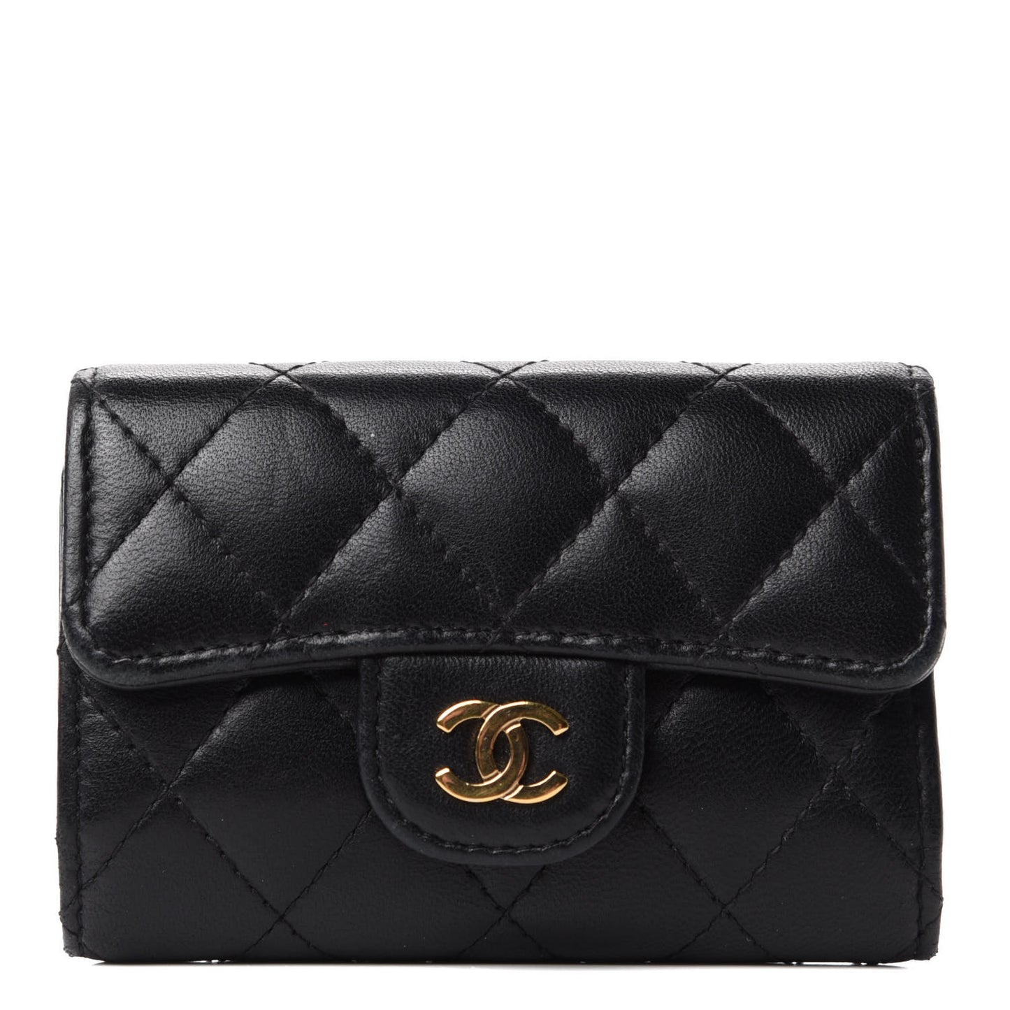 Lambskin Quilted 4 Key Holder Black