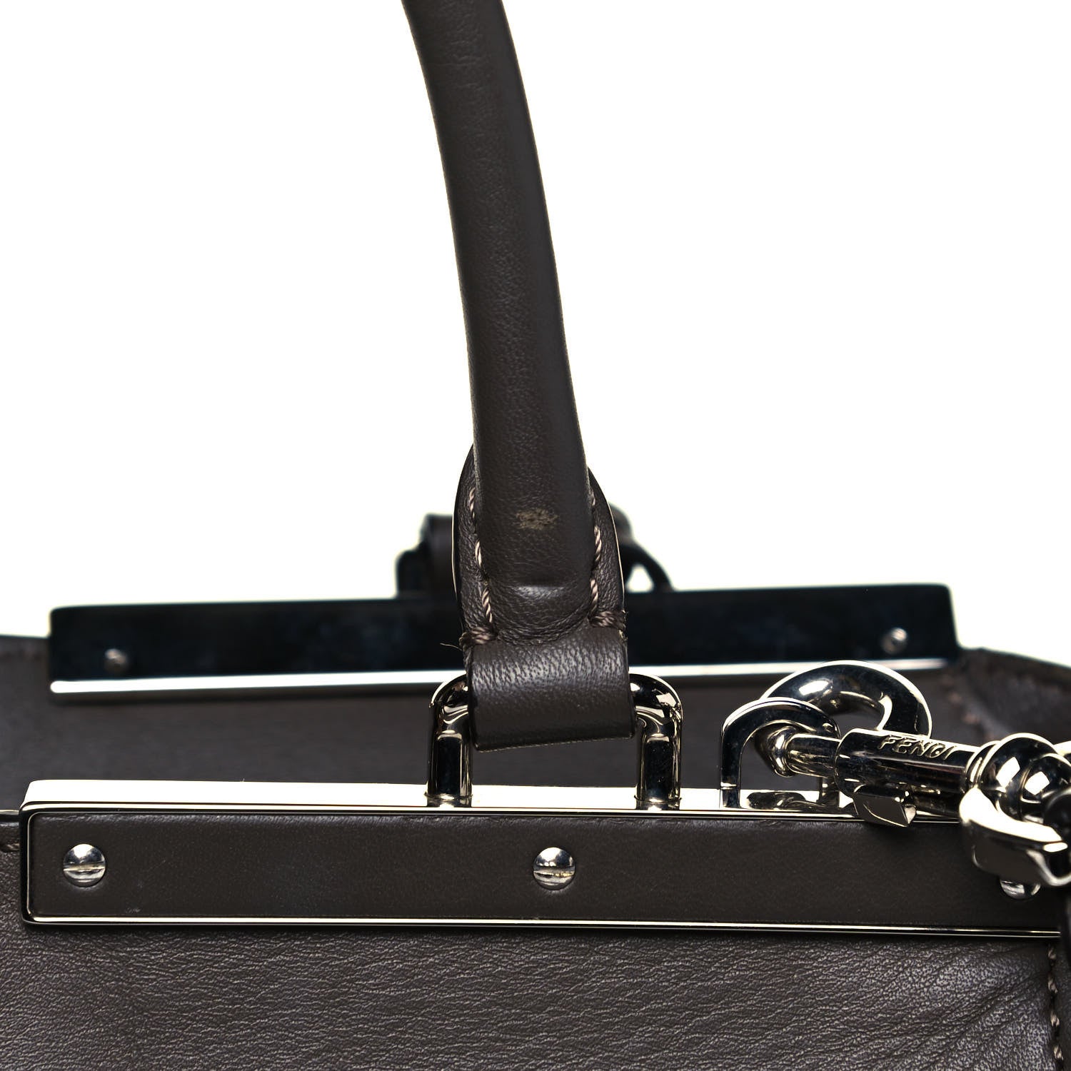 Fendi Vitello Pelo Flamingo Crocodile Embossed Petite 3Jours Tote Carbone 12 of 13
