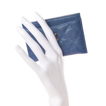 Chanel Iridescent Caviar Quilted Card Holder Dark Blue 2 of 9