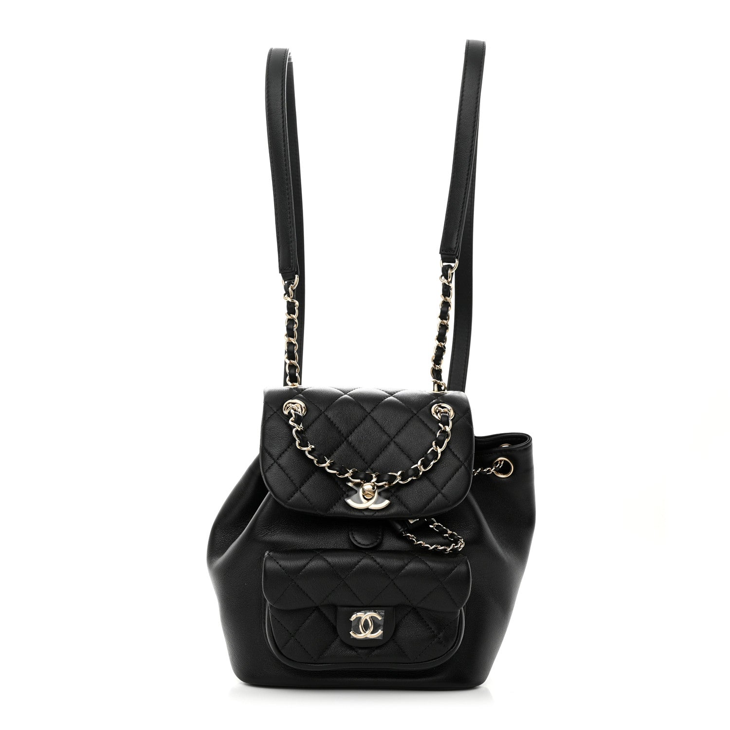 Chanel Lambskin Quilted Small Duma Drawstring Backpack Black 1 of 10