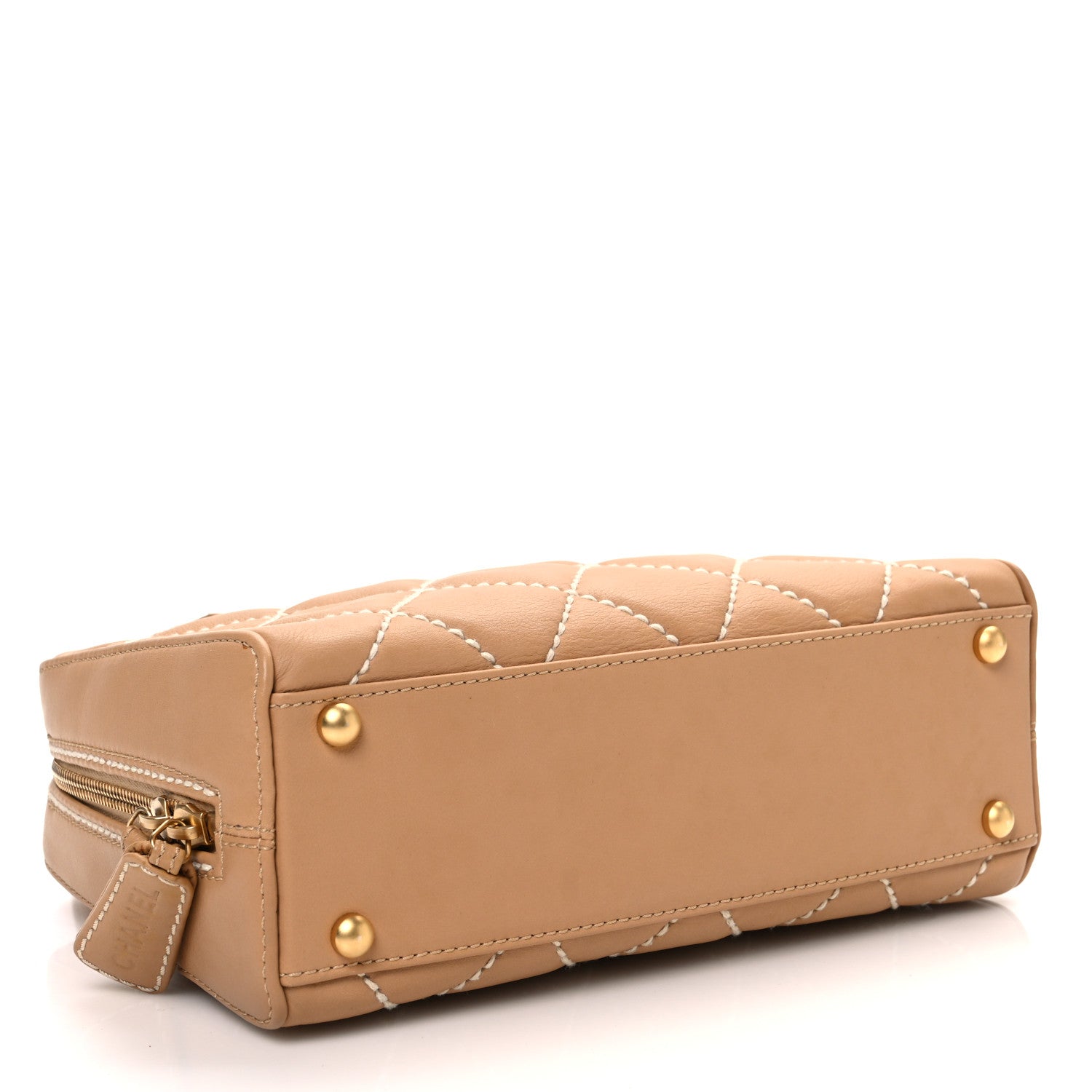 Chanel Calfskin Wild Stitch Small Vertical Top Handle Bag Beige 4 of 11