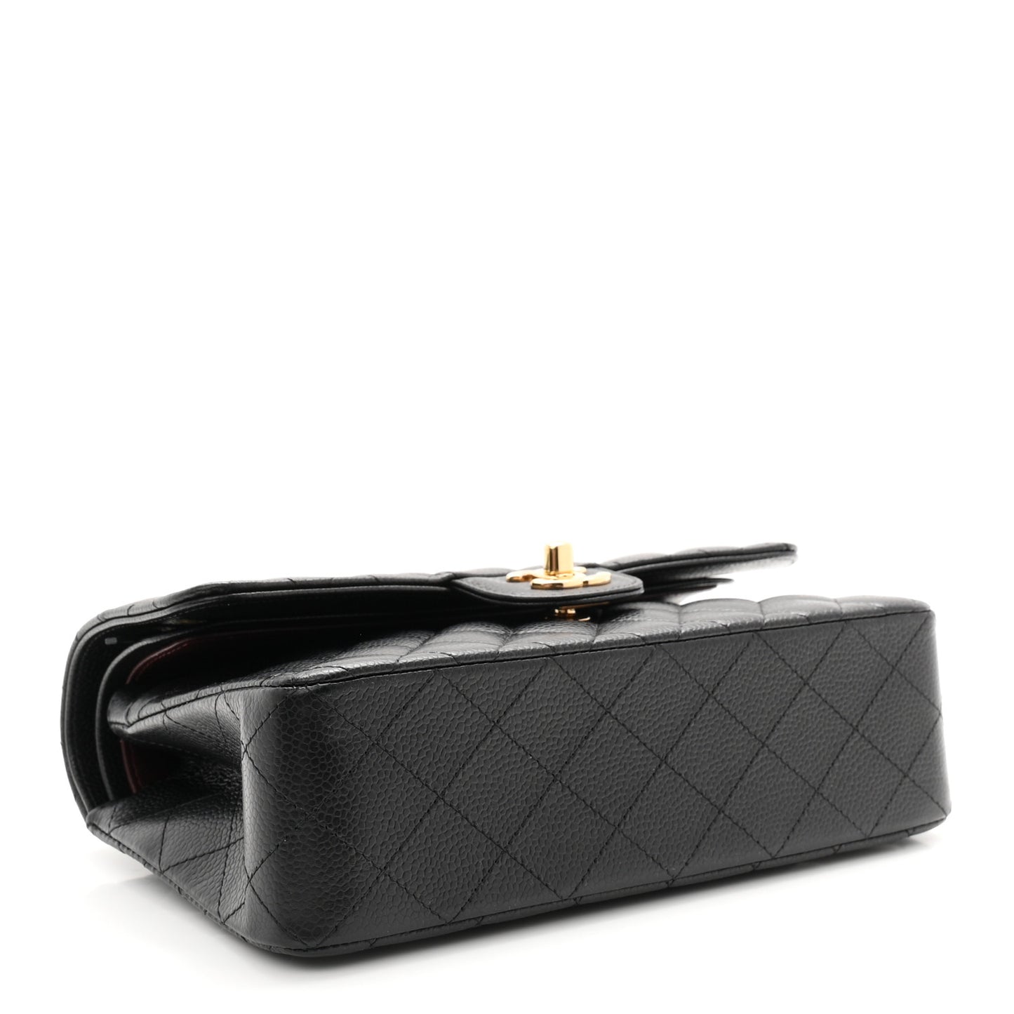 Caviar Quilted Small Double Flap Black