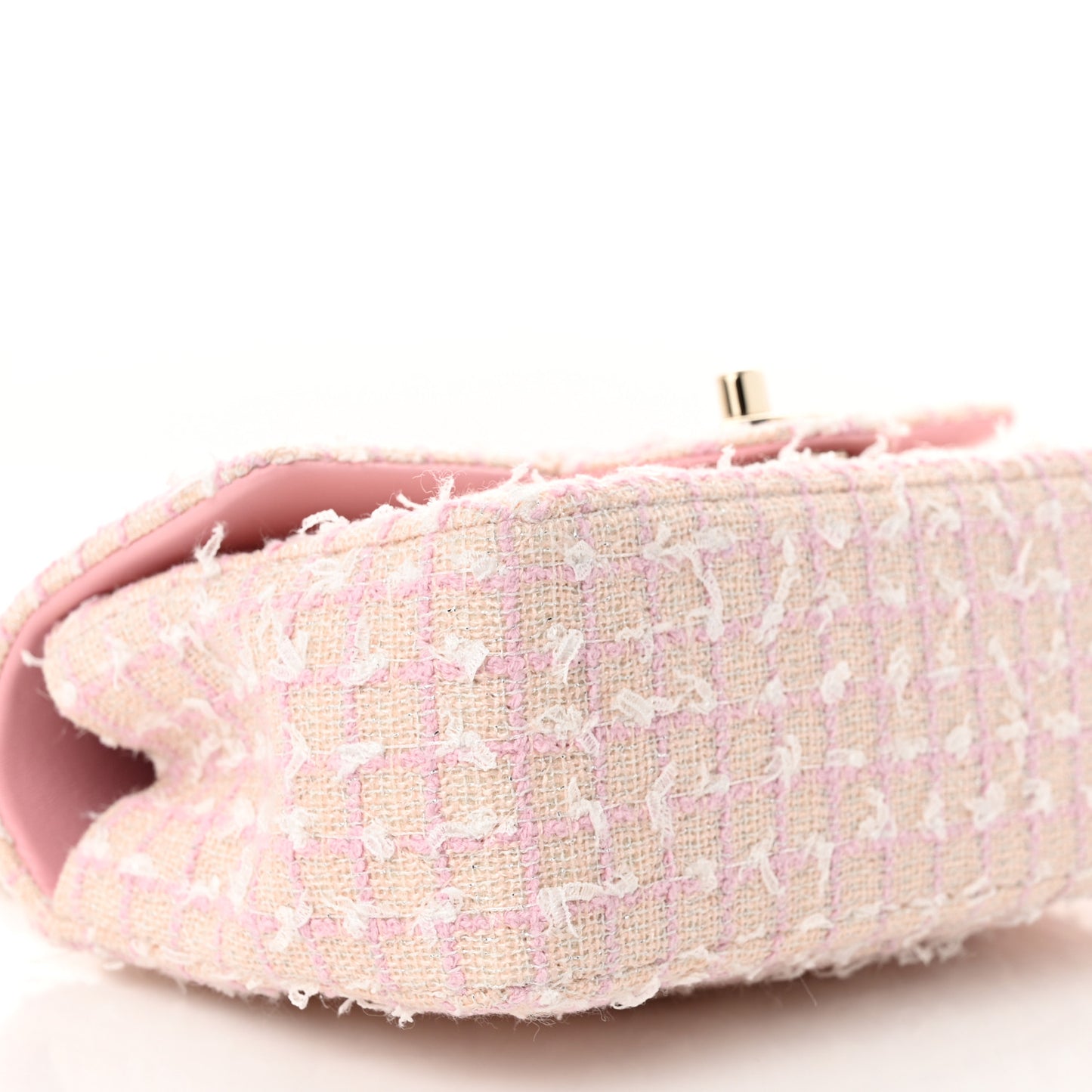 Tweed Quilted Mini Top Handle Rectangular Flap Light Pink