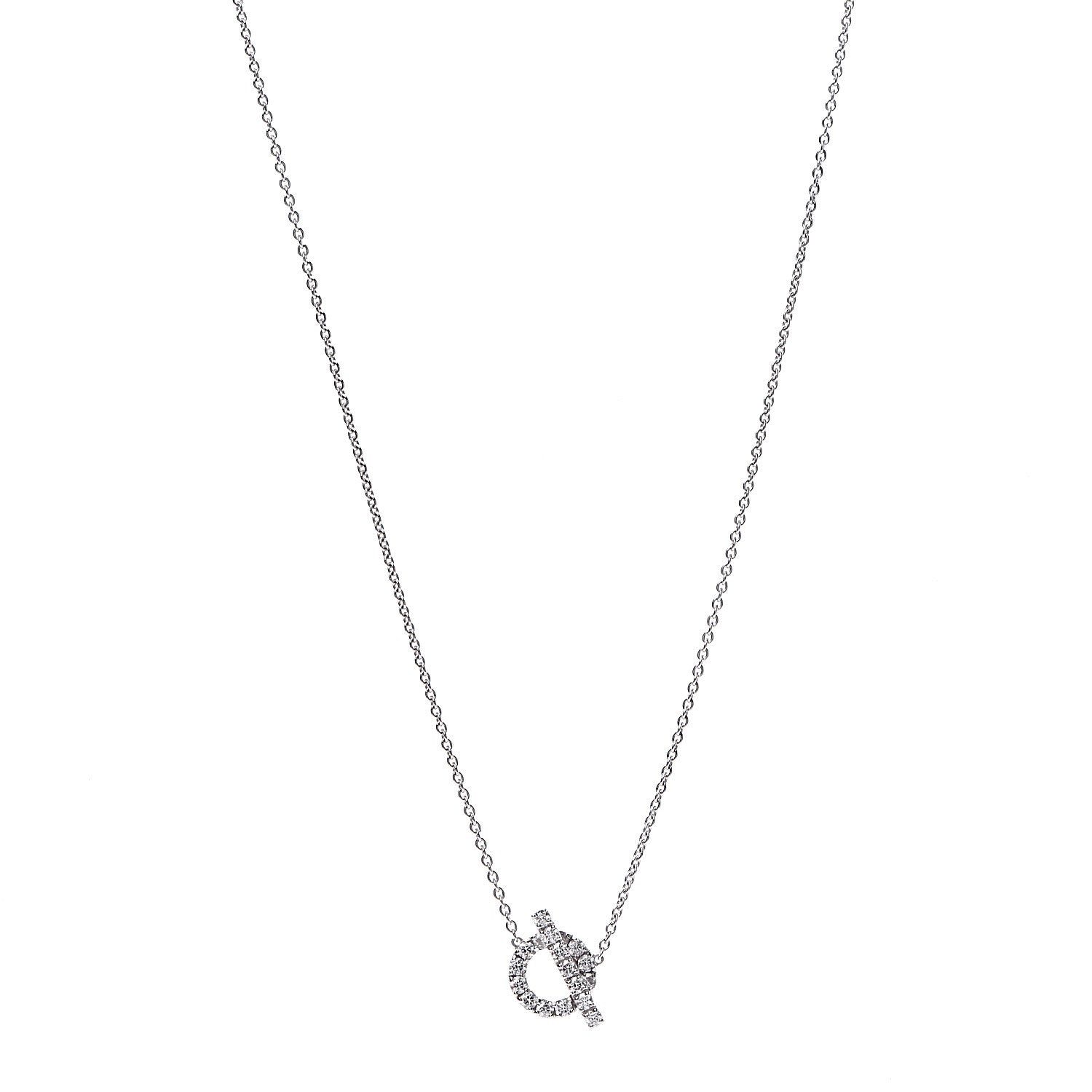 Hermes 18K White Gold Diamond Finesse Pendant Necklace 1 of 6