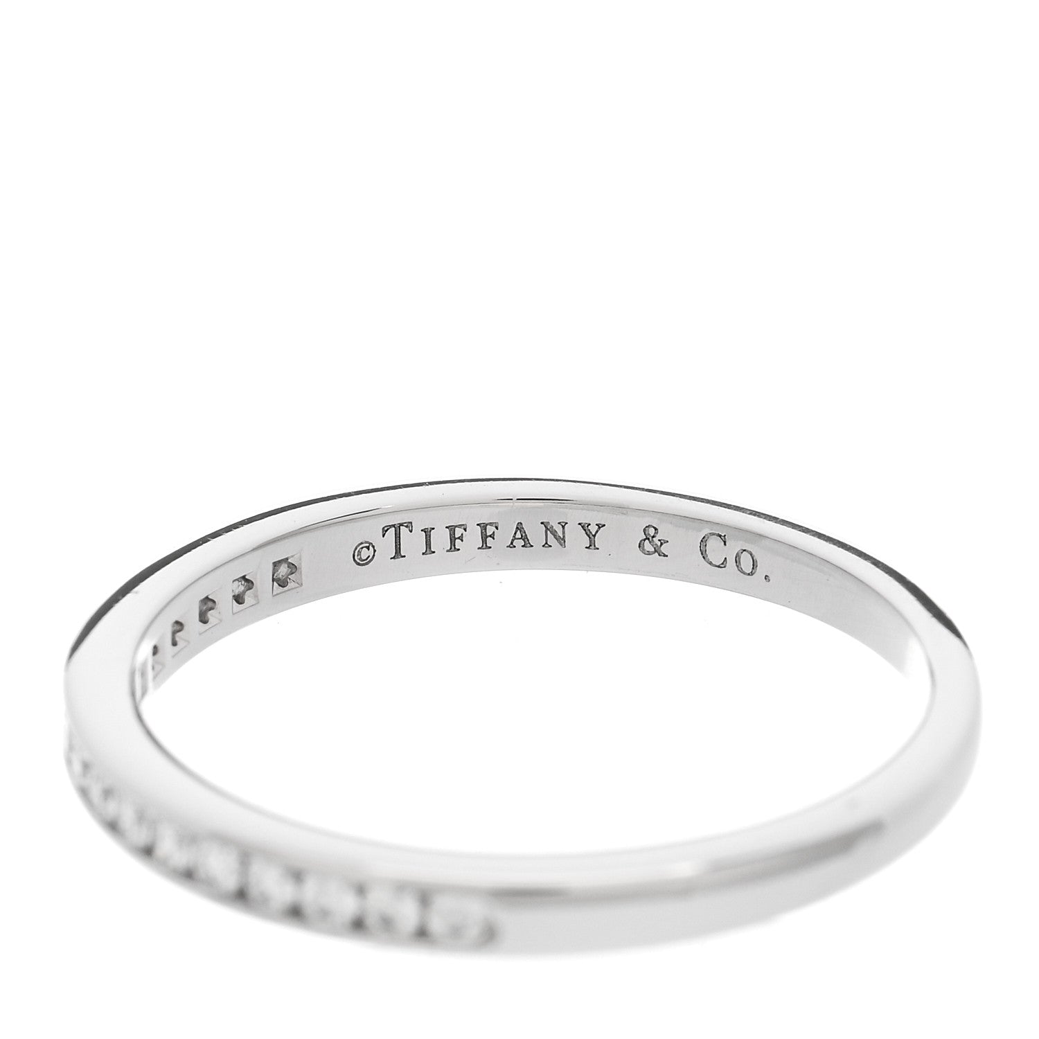Tiffany Platinum Diamond .17ctw 2mm Half Circle Wedding Band Ring 56 7.5 4 of 5