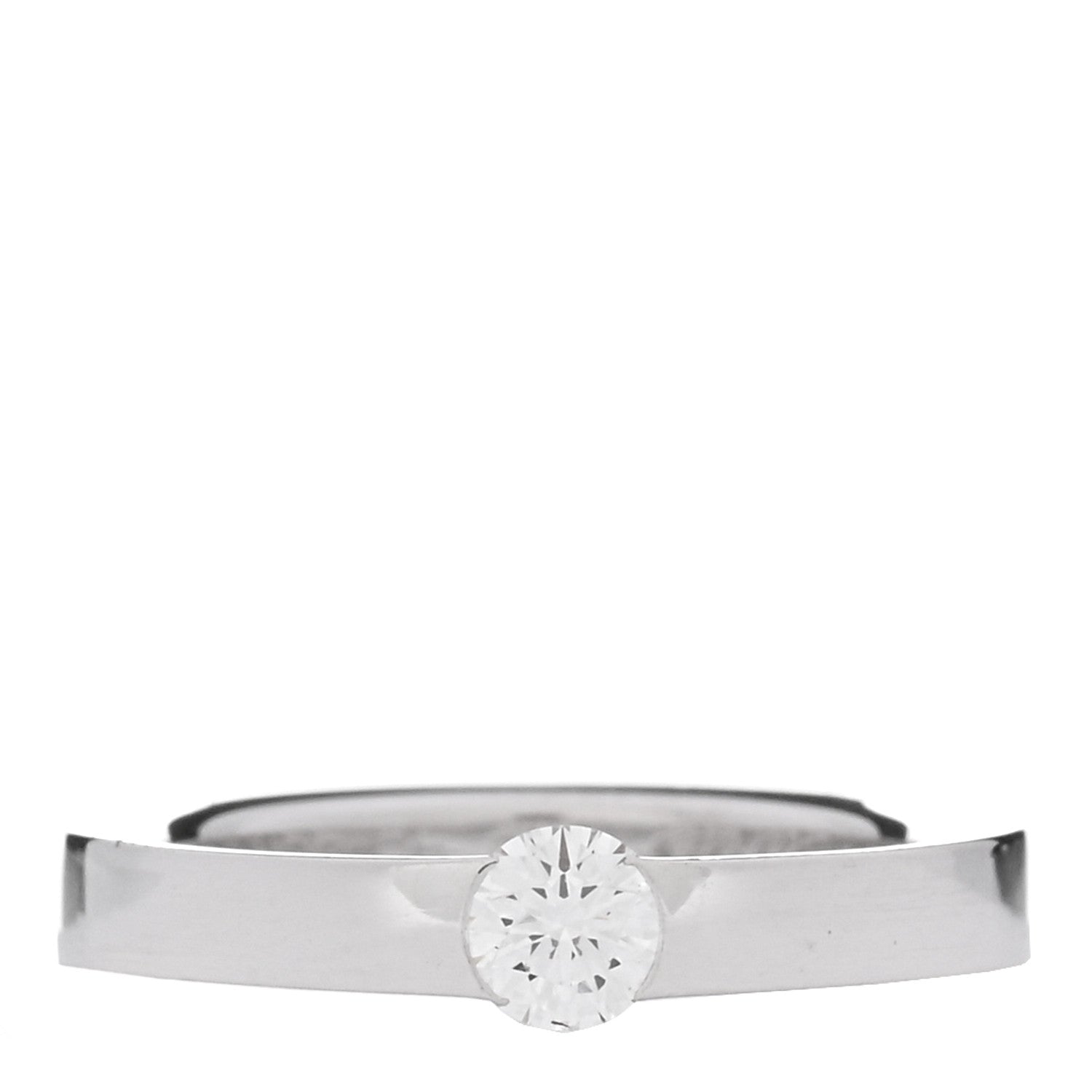 Cartier 18K White Gold Diamond .24ct Date Solitaire Ring 48 4.5 1 of 5