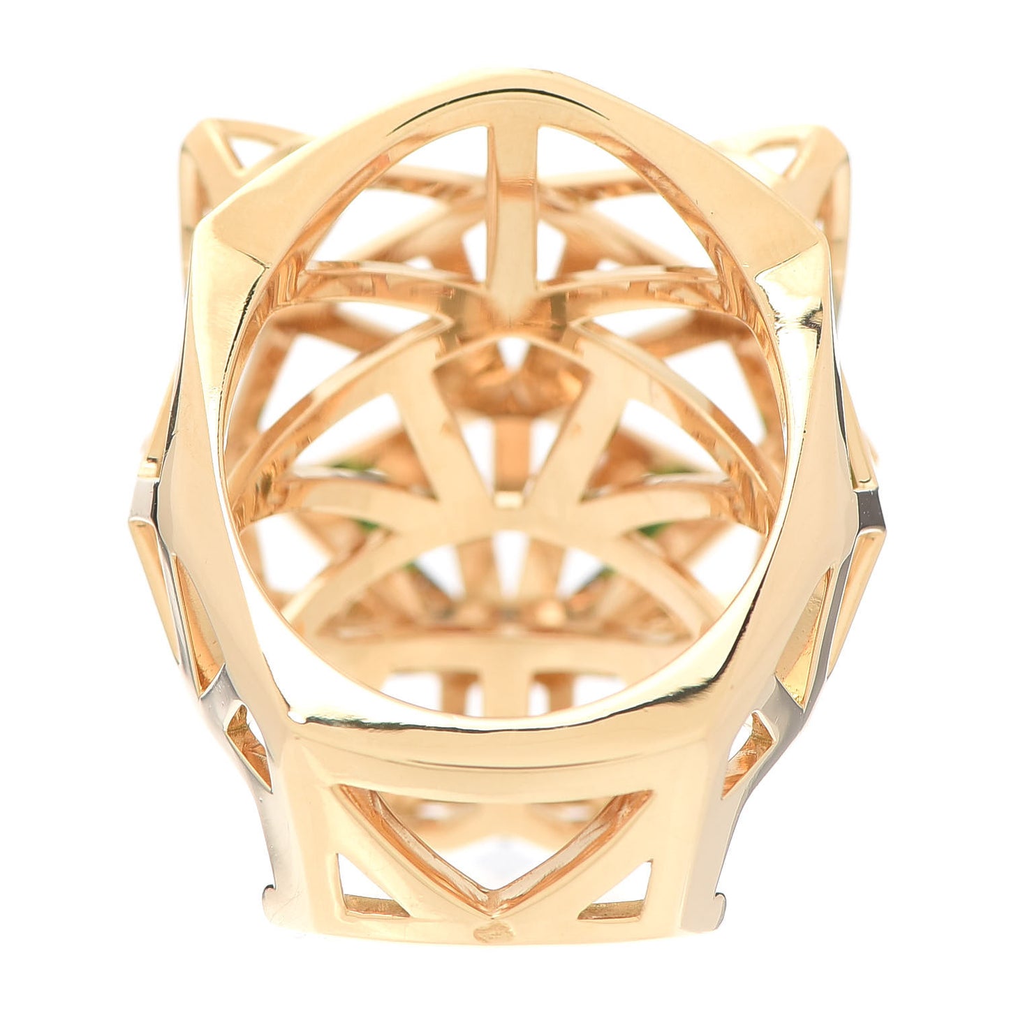 18K Yellow Gold Tsavorite Onyx Panthère De Ring 63 10.25