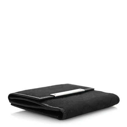 Gucci Monogram Textured Calfskin Metal Bar French Flap Wallet Black 4 of 11