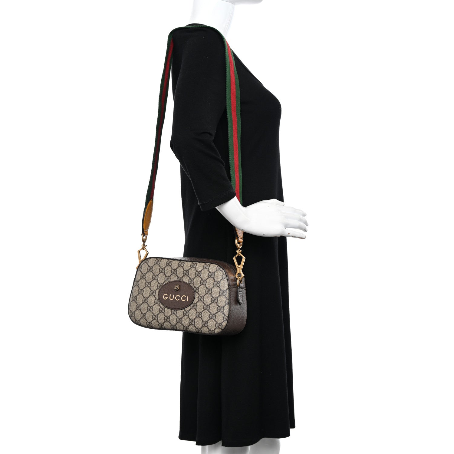Gucci GG Supreme Monogram Web Neo Vintage Shoulder Bag Beige New Acero Crop 2 of 10