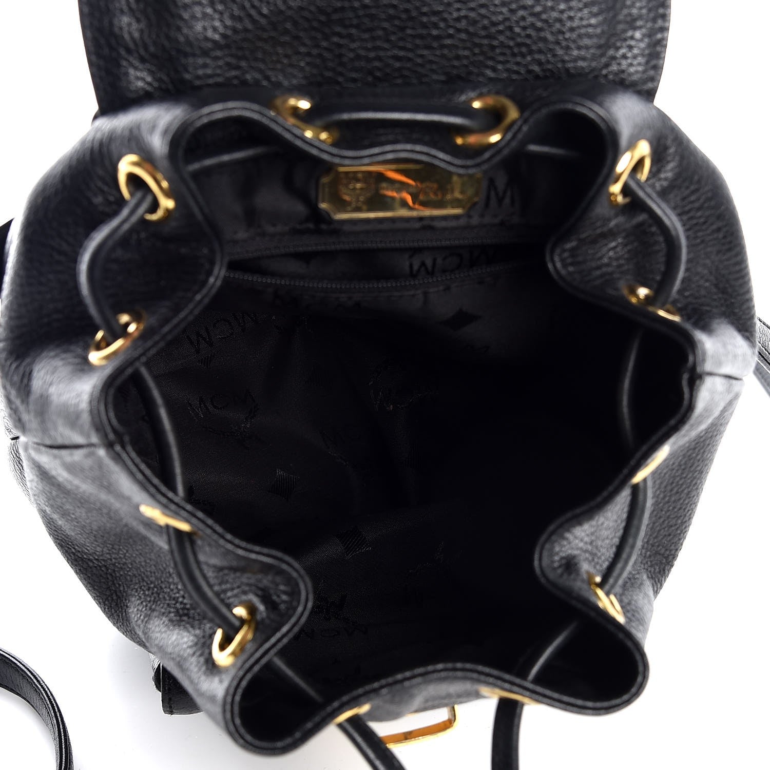 MCM Grained Calfskin Studded Drawstring Backpack Black 5 of 6