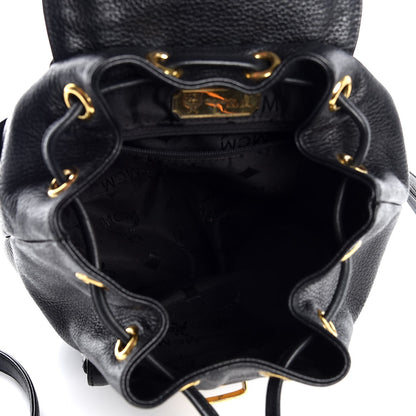 MCM Grained Calfskin Studded Drawstring Backpack Black 5 of 6
