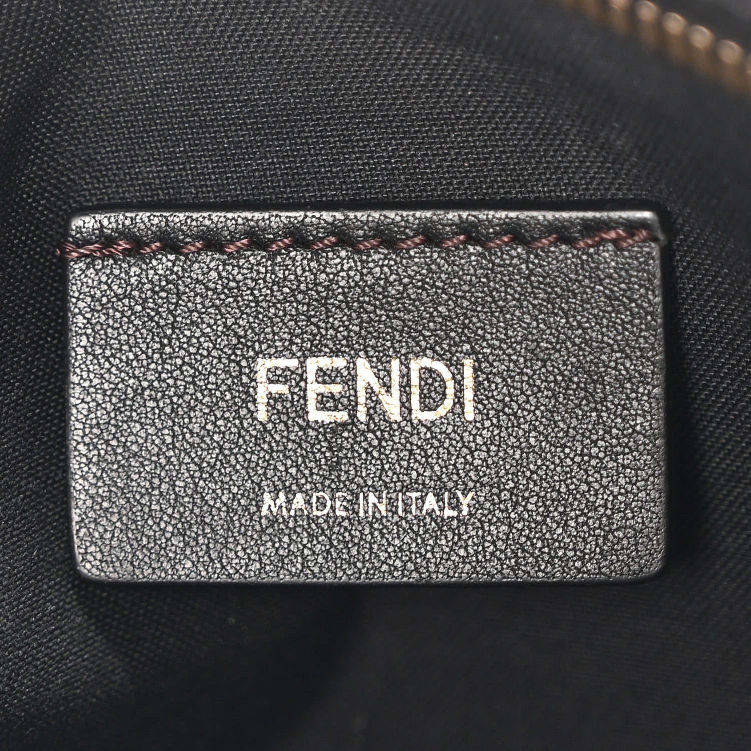 Fendi Glazed Fabric Vitello Century FF 1974 Stamp Patch Mini Camera Case Mogano Panna Black 6 of 10