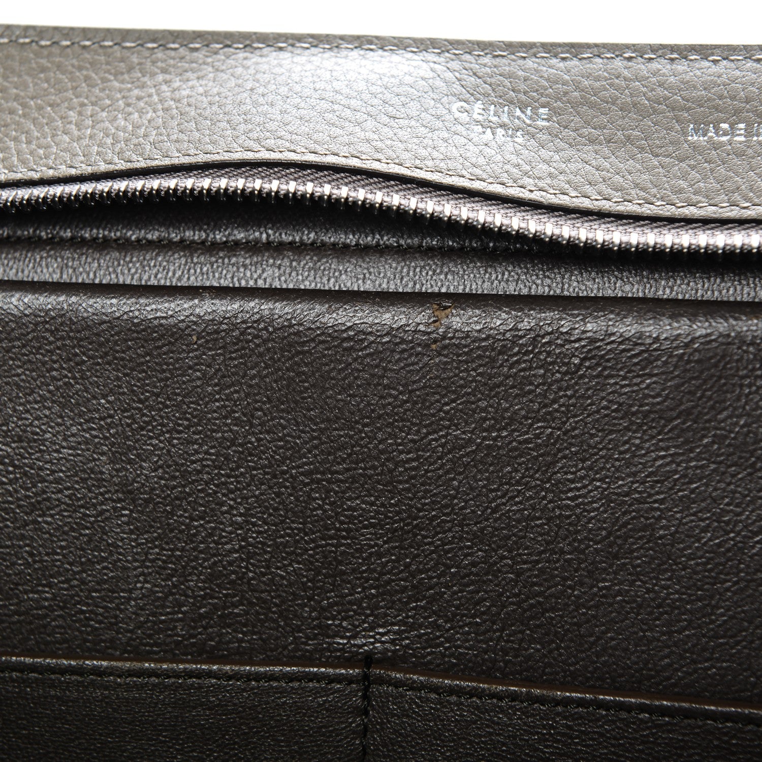 Celine Drummed Calfskin Suede Medium Trapeze Taupe 10 of 10