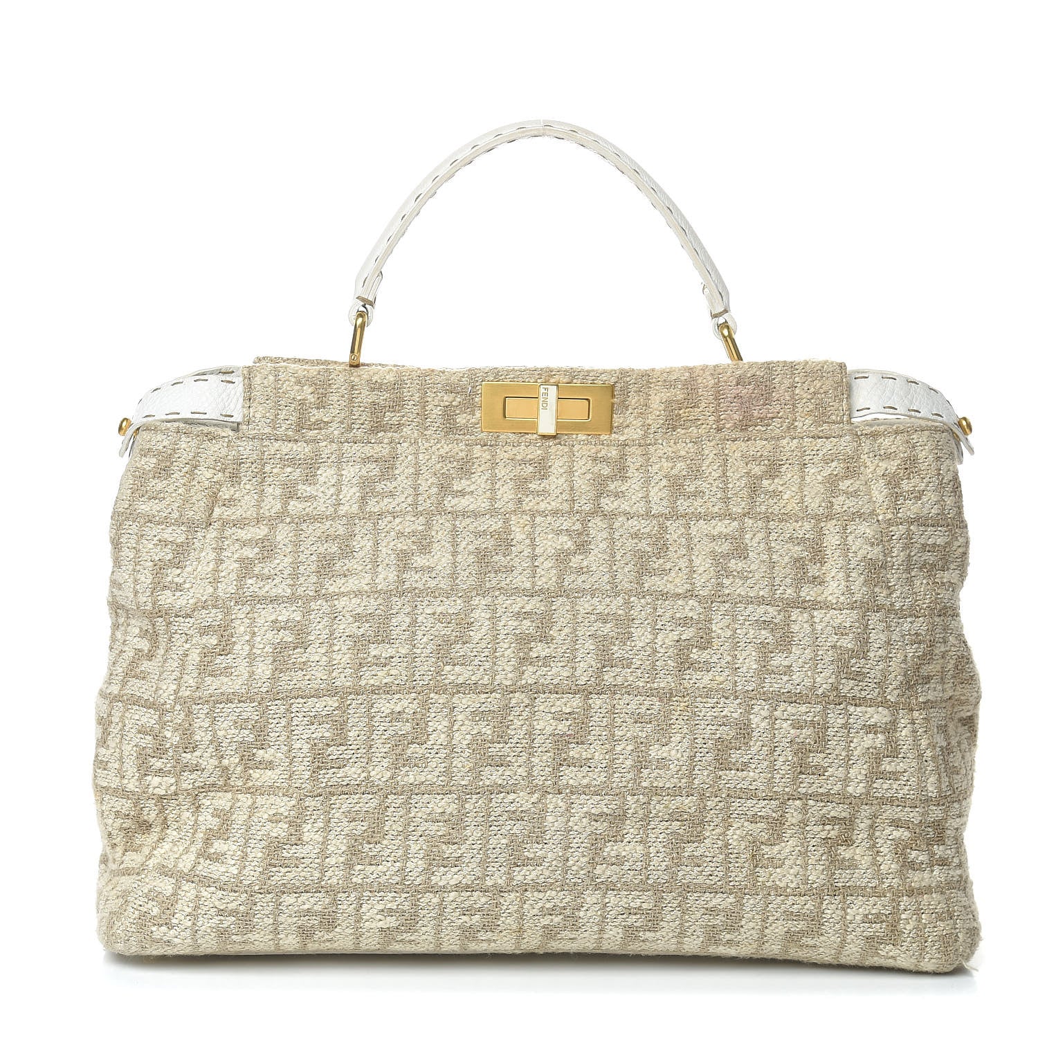 Fendi Corda Zucca Large Peekaboo Iconic Satchel White 1 of 17