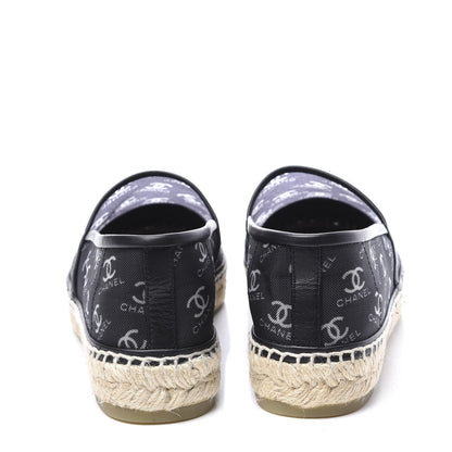 Chanel Mesh Grosgrain CC Espadrilles 38 Black White 7 of 10
