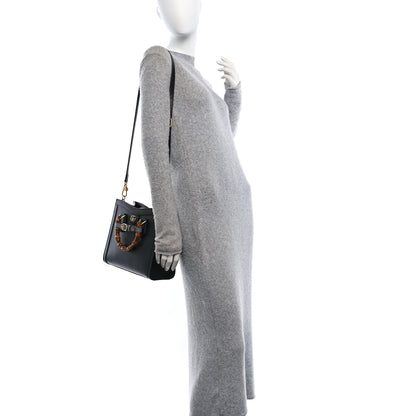 Gucci Textured Dollar Calfskin Web Small Diana Tote Bag Black Dusty Grey 2 of 10