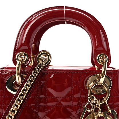 Christian Dior Patent Cannage Mini Lady Dior Red 7 of 9