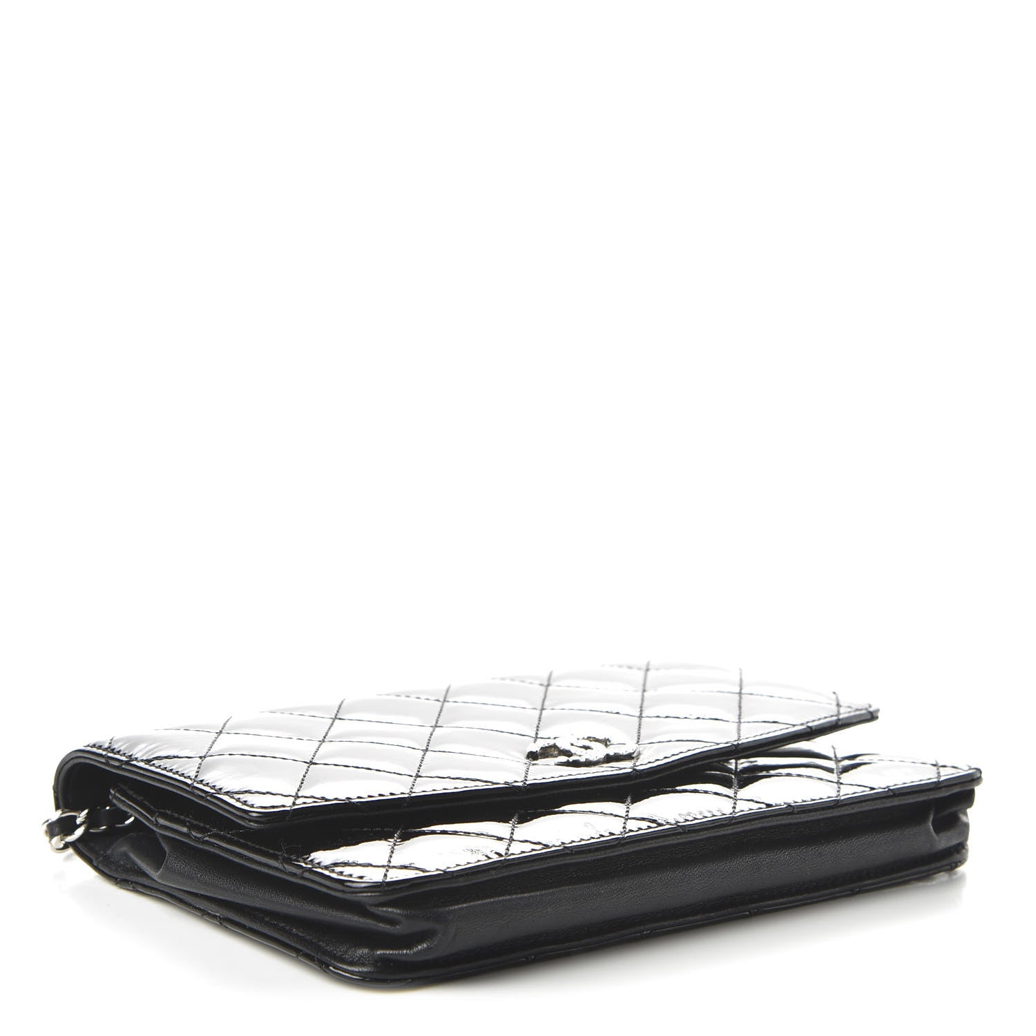 Chanel Patent Quilted Brilliant Wallet On Chain WOC Black 4 of 11