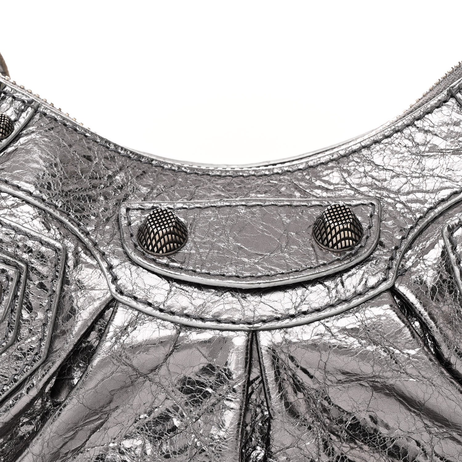 Balenciaga Metallic Agneau Arena Le Cagole Shoulder Bag XS Silver 10 of 13