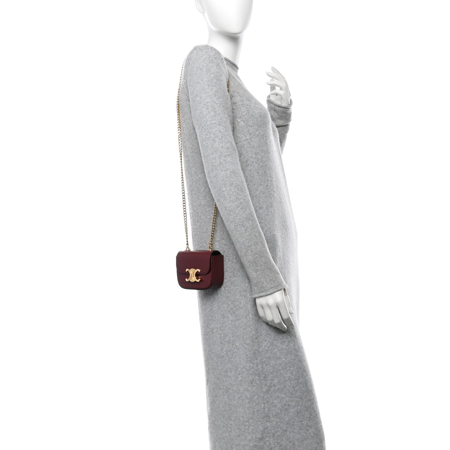 Shiny Calfskin Mini Chain Claude Burgundy