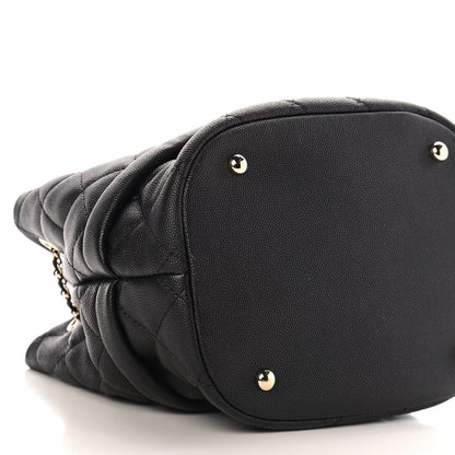 Chanel Caviar Quilted Rolled Up Bucket Drawstring Bag Black 7 of 8