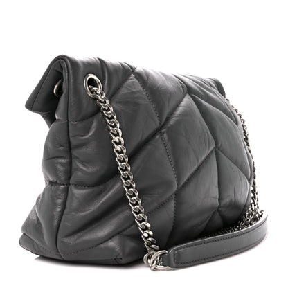 Saint Laurent Lambskin Quilted Small Loulou Puffer Monogram Chain Satchel Concrete 3 of 11
