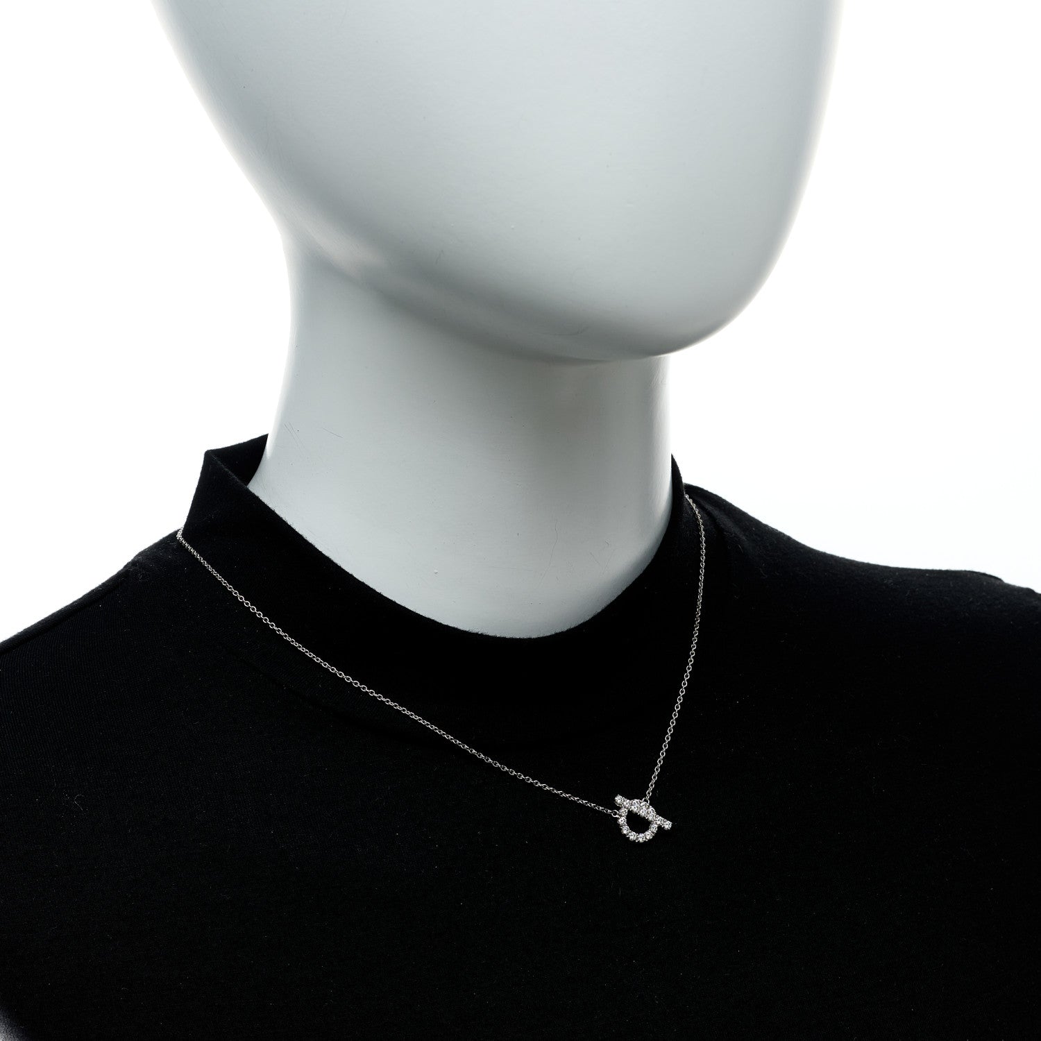 Hermes 18K White Gold Diamond Finesse Pendant Necklace 2 of 6