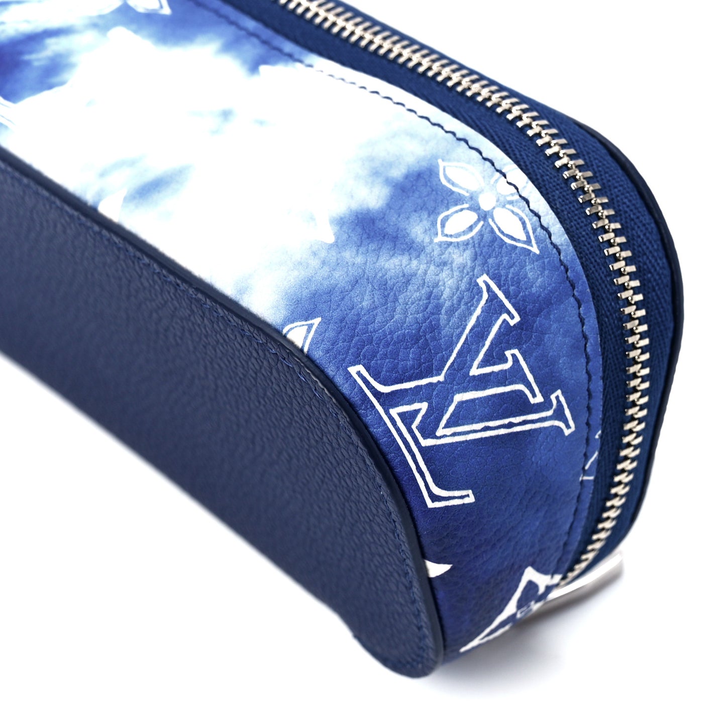 Cowhide Monogram Bandana Sunglasses Case GM Blue White