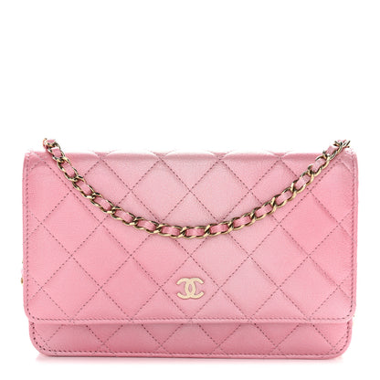 Chanel Iridescent Calfskin Quilted Wallet On Chain WOC Rose Pink 1 of 13