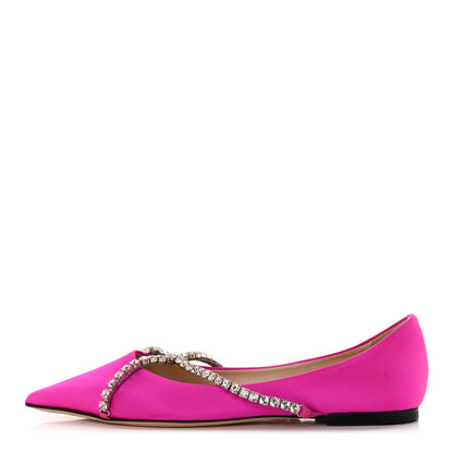 Jimmy Choo Satin Crystal Genevi Flat 37.5 Fuchsia Honey 1 of 13