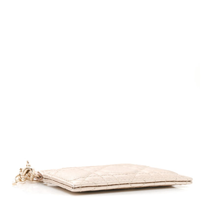 Christian Dior Metallic Calfskin Cannage Lady Dior Freesia Card Holder Gold 4 of 8
