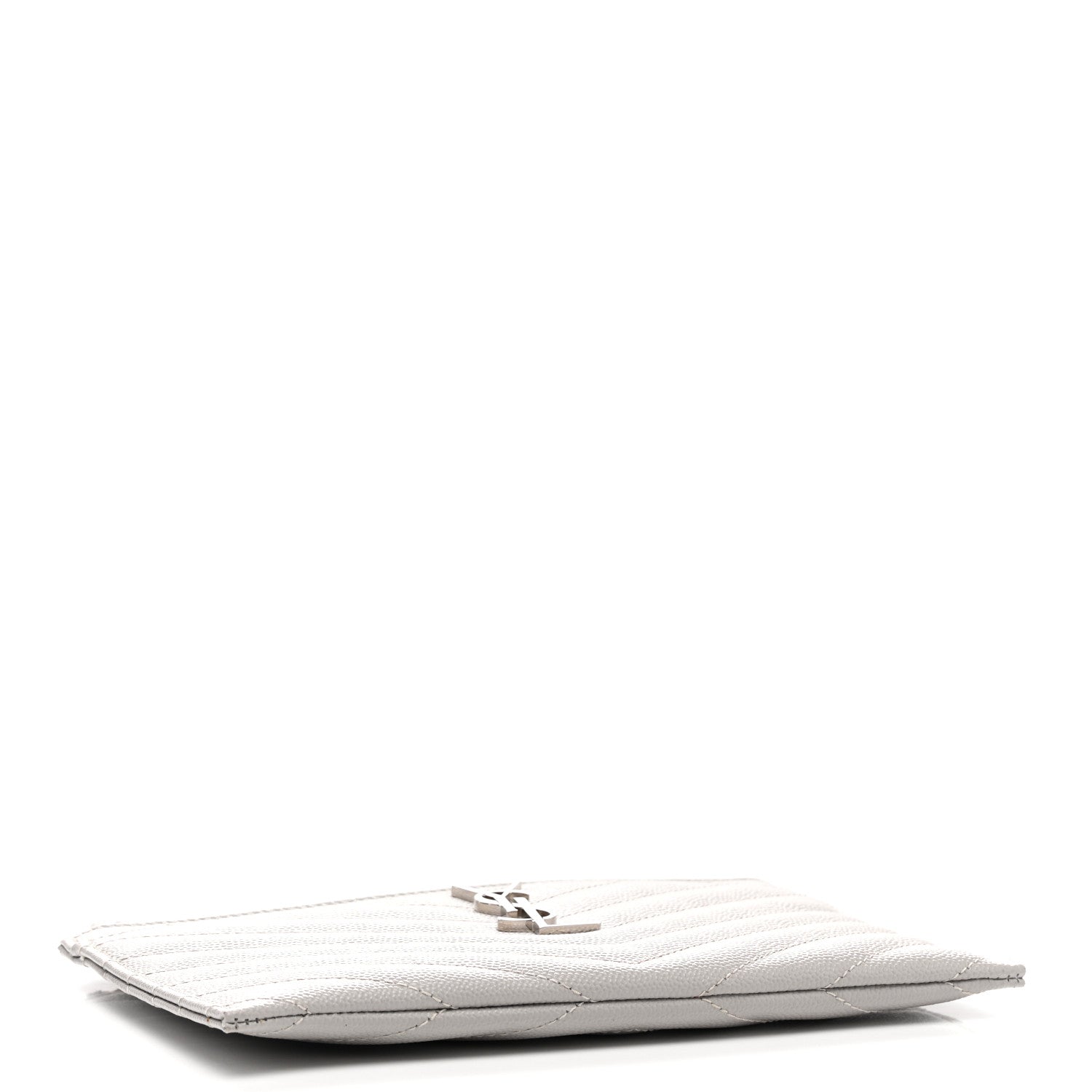 Saint Laurent Grain De Poudre Chevron Monogram Bill Pouch Granite 4 of 8