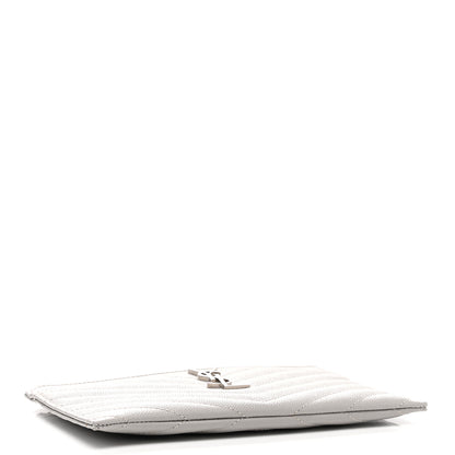 Saint Laurent Grain De Poudre Chevron Monogram Bill Pouch Granite 4 of 8