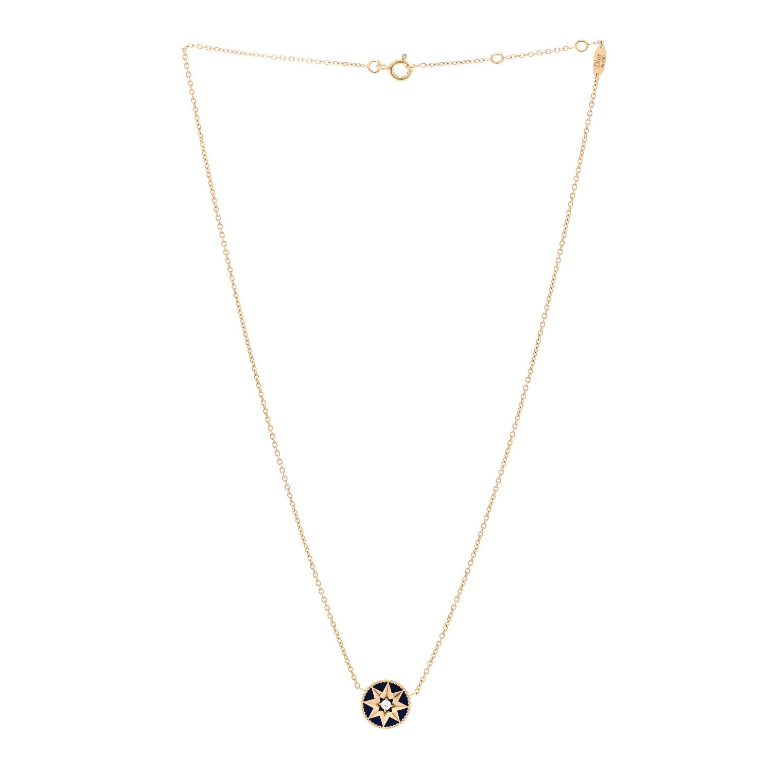 Christian Dior 18K Yellow Gold Diamond Lapis Lazuli Rose Des Vents Necklace 3 of 6